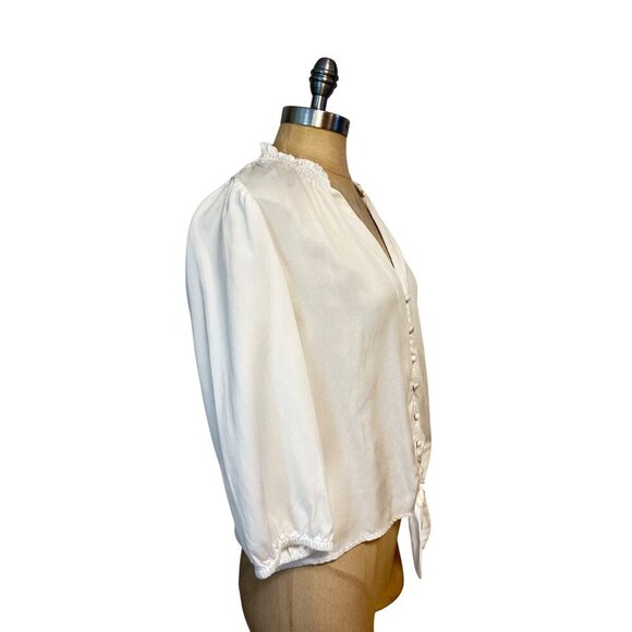 White House Black Market Pretty Essential Blouse With Tie Waist NWT Small - Picture 6 of 8